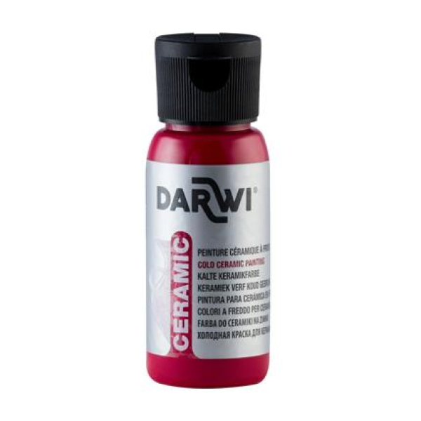 DARWI koude keramiek verf 50 ml fles, karmijn rood (DA0380050420C)