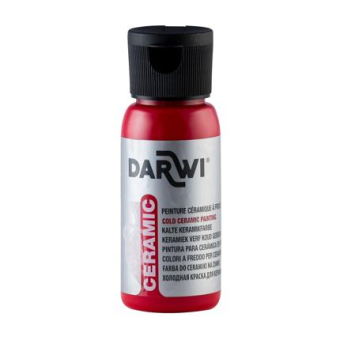 DARWI koude keramiek verf 50 ml fles, vermiljoen rood (DA0380050490C)