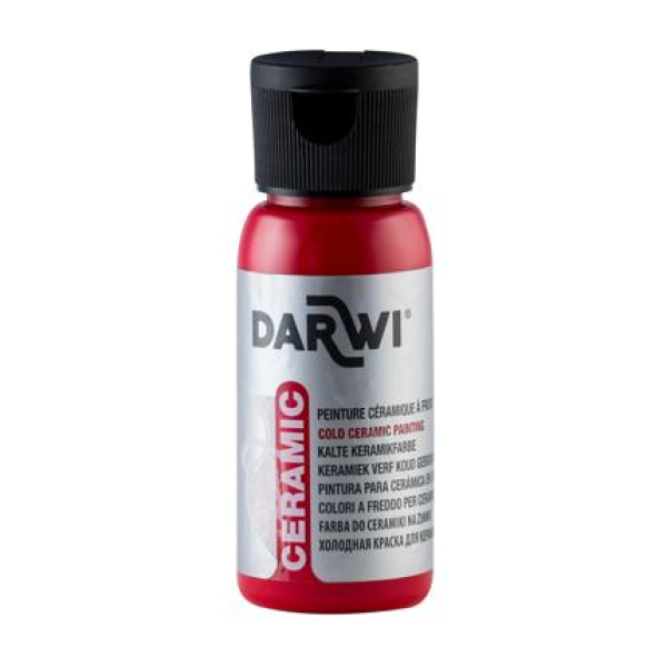 DARWI koude keramiek verf 50 ml fles, vermiljoen rood (DA0380050490C)