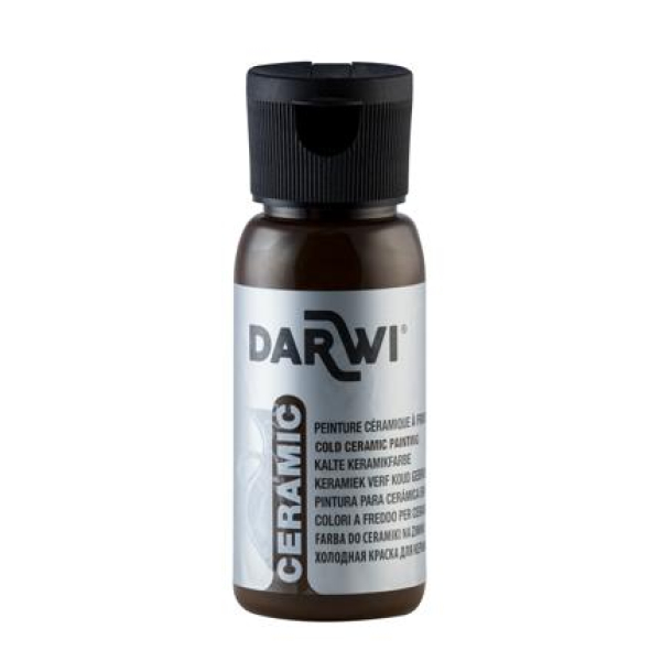 DARWI koude keramiek verf 50 ml fles, donkerbruin (DA0380050805C)