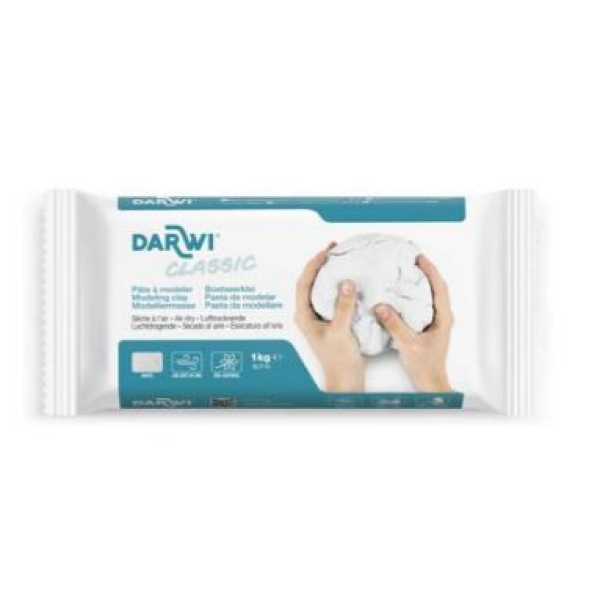 DARWI 1 kg blok witte boetseerklei CLASSIC - Wit (DA0801000000C)