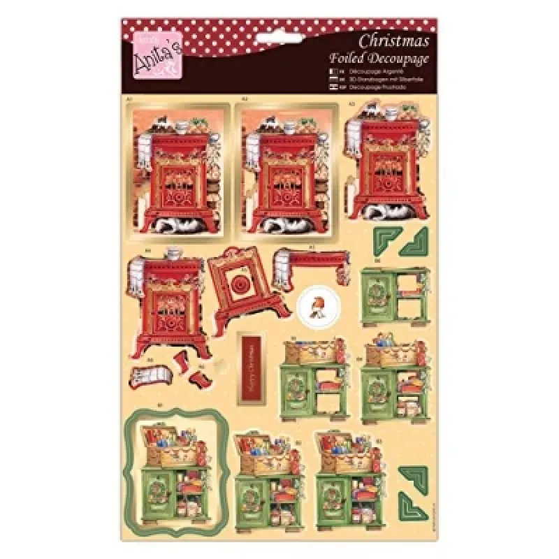Anita's Christmas Foiled Decoupage Cosy Christmas Stove (ANT 169863)