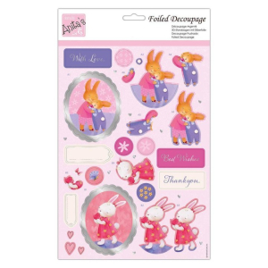 Anita's Foiled Decoupage Bunny Hugs (ANT169883) (ANT 169883)