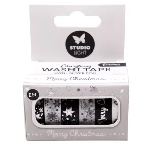 Studio Light Washi Tape Black/White Silver Christmas Essentials EN (SL-ES-WASH23)
