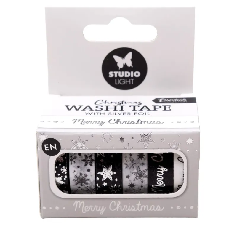 Studio Light Washi Tape Black/White Silver Christmas Essentials EN (SL-ES-WASH23)