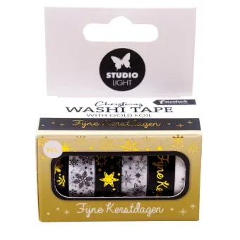 Studio Light Washi Tape Black/White Gold Christmas Essentials EN (SL-ES-WASH25)