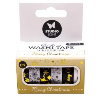 Studio Light Washi Tape Black/White Gold Christmas Essentials EN (SL-ES-WASH22)
