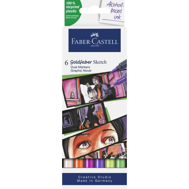 Faber-Castell Sketchmarker Goldfaber etui 6 stuks Graphic novel op alcoholbasis (FC-164810)