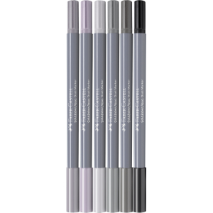 Faber-Castell Goldfaber Duo Aquarelmarker etui 6 stuks Shades of grey (FC-164522)