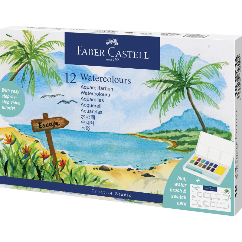 Faber-Castell Waterverf in box met 12 kleuren en waterpenseel (FC-169714)