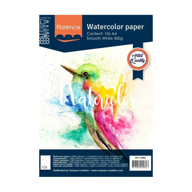 Florence Aquarelpapier smooth A4 200g White 12pcs (2911-6003)