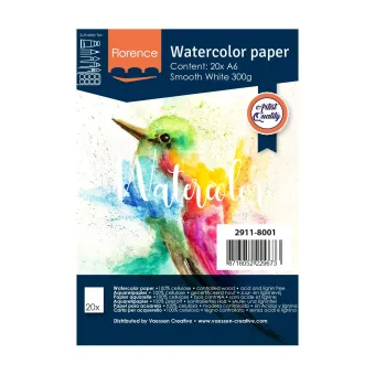 Florence Aquarelpapier smooth A6 300g White 20pcs (2911-8001)