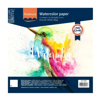 Florence Aquarelpapier smooth 30,5x30,5cm 300g White 5pcs (2911-8004)
