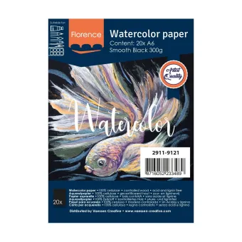 Florence Aquarelpapier smooth A6 300g Black 20pcs (2911-9121)