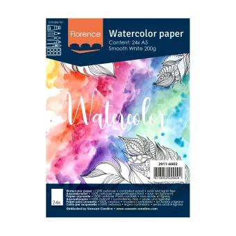 Florence Aquarelpapier smooth A5 200g White 24pcs (2911-6002)