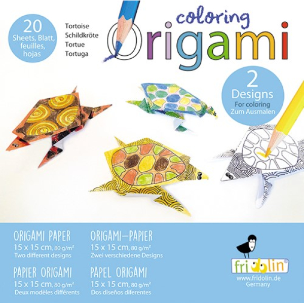 Fridolin Origami Kleuren Set 15x15 cm 20 vel Schildpad (FR11385)