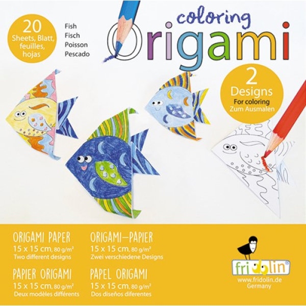 Fridolin Origami Kleuren Set 15x15 cm 20 vel Vis (FR11387)