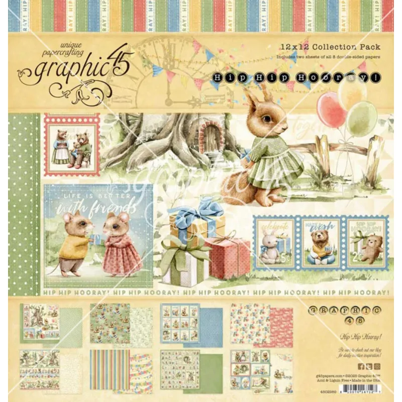 Graphic 45 Hip Hip Hooray 12x12 Inch Collection Pack (4502989)