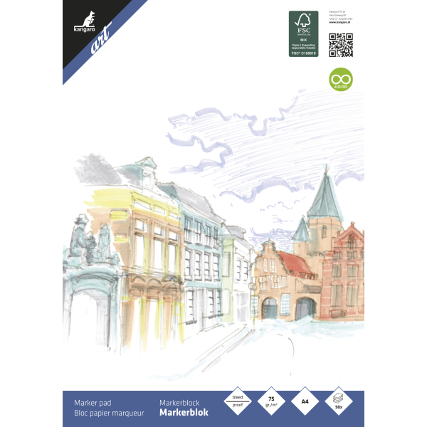 Kangaro Markerblok A4 wit 50 vel 75 grams (K-864112)