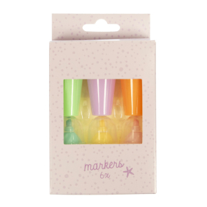 Kangaro Markeerstift Beach Happy 6 stuks in doosje. Bullitpoint 0.8-2.5mm schrijfdikte (K-PM340095)