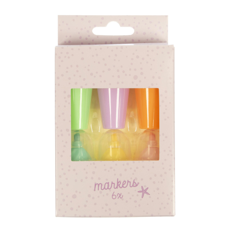 Kangaro Markeerstift Beach Happy 6 stuks in doosje. Bullitpoint 0.8-2.5mm schrijfdikte (K-PM340095)