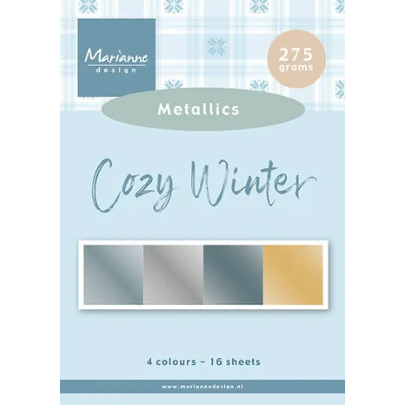Marianne Design Cozy Winter A5 Metallics Cardstock (PK9214)