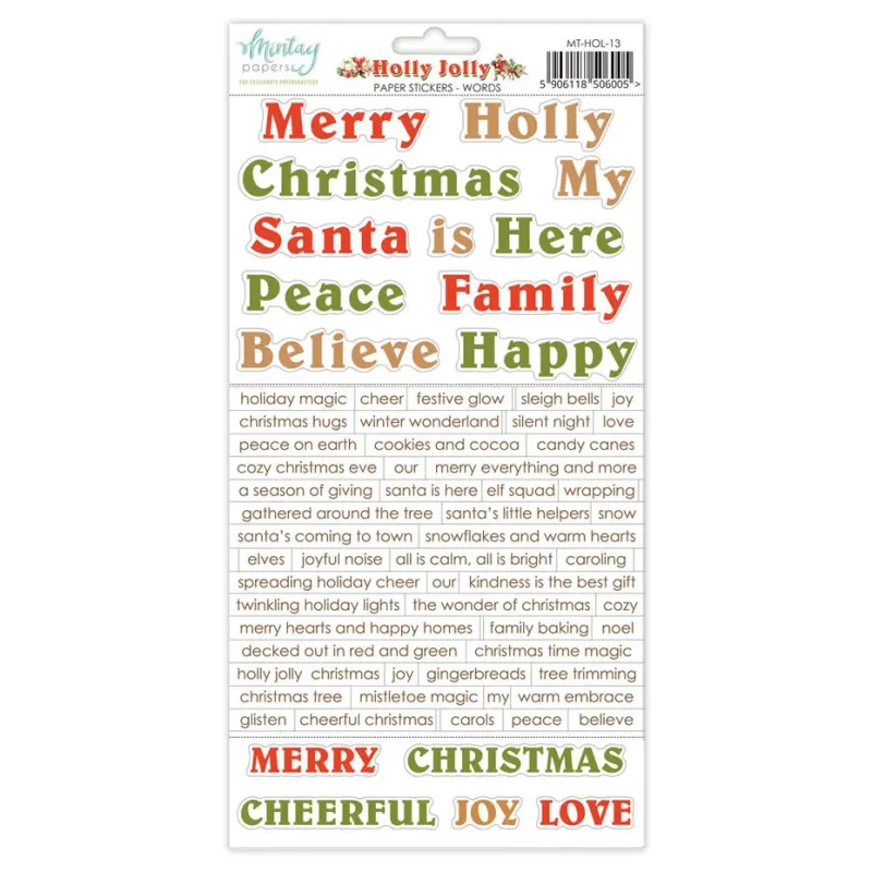 Mintay Holly Jolly 6x12 Inch Paper Stickers Words (MT-HOL-13)