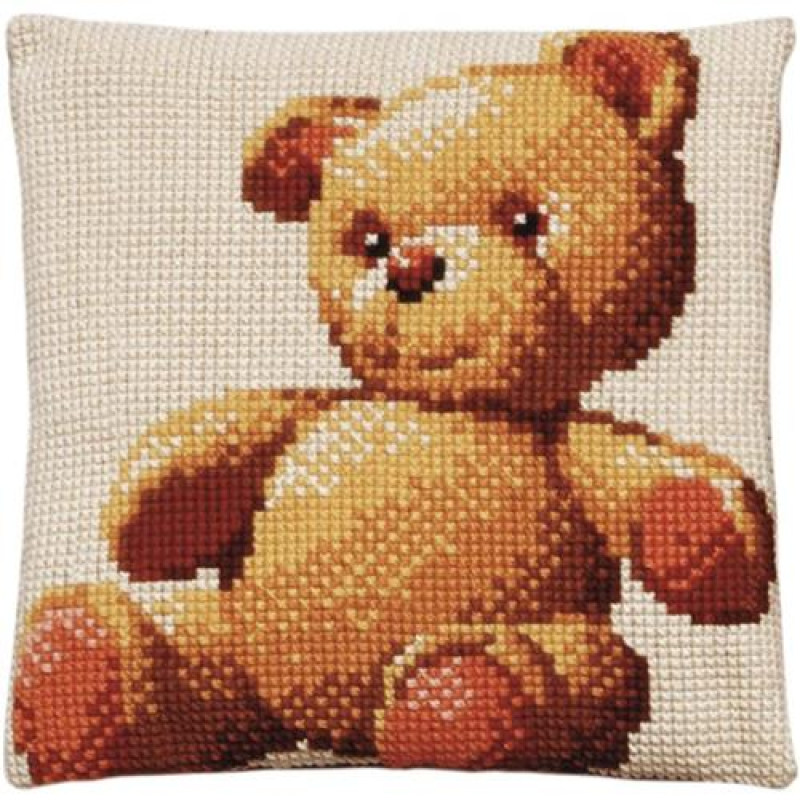 Pako 003.081 Voorbedrukt kruissteek kussenpakket Teddybeer 40x40cm (076.003081)