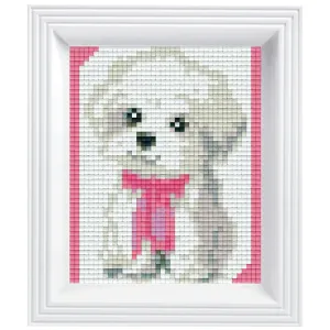 Pixelhobby Geschenkverpakking met 22 pixelmatjes – Wit hondje (31178)