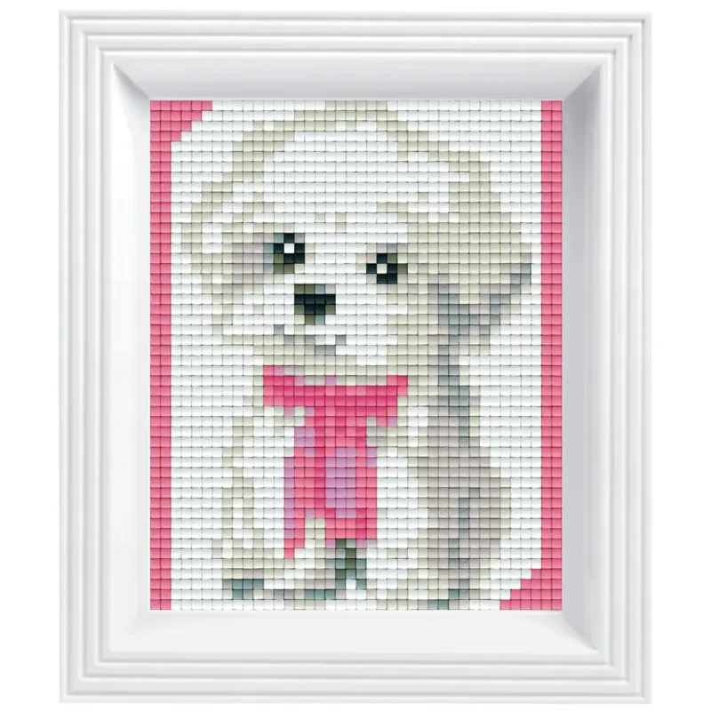 Pixelhobby Geschenkverpakking met 22 pixelmatjes – Wit hondje (31178)