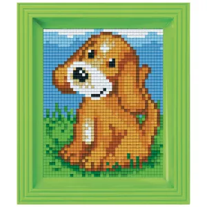 Pixelhobby Geschenkverpakking met 22 pixelmatjes – Bruin hondje (31348)