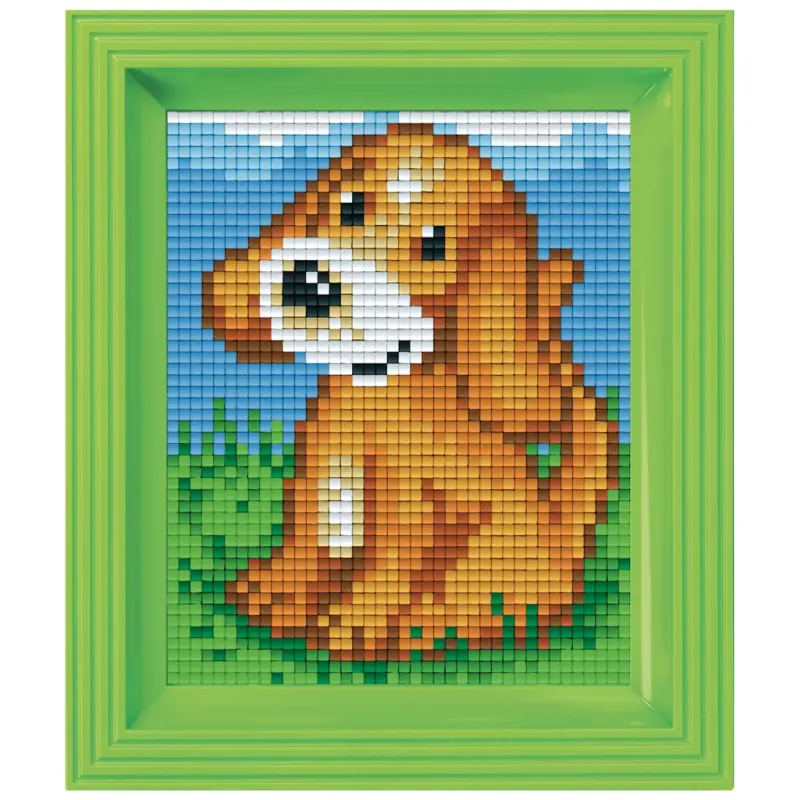 Pixelhobby Geschenkverpakking met 22 pixelmatjes – Bruin hondje (31348)