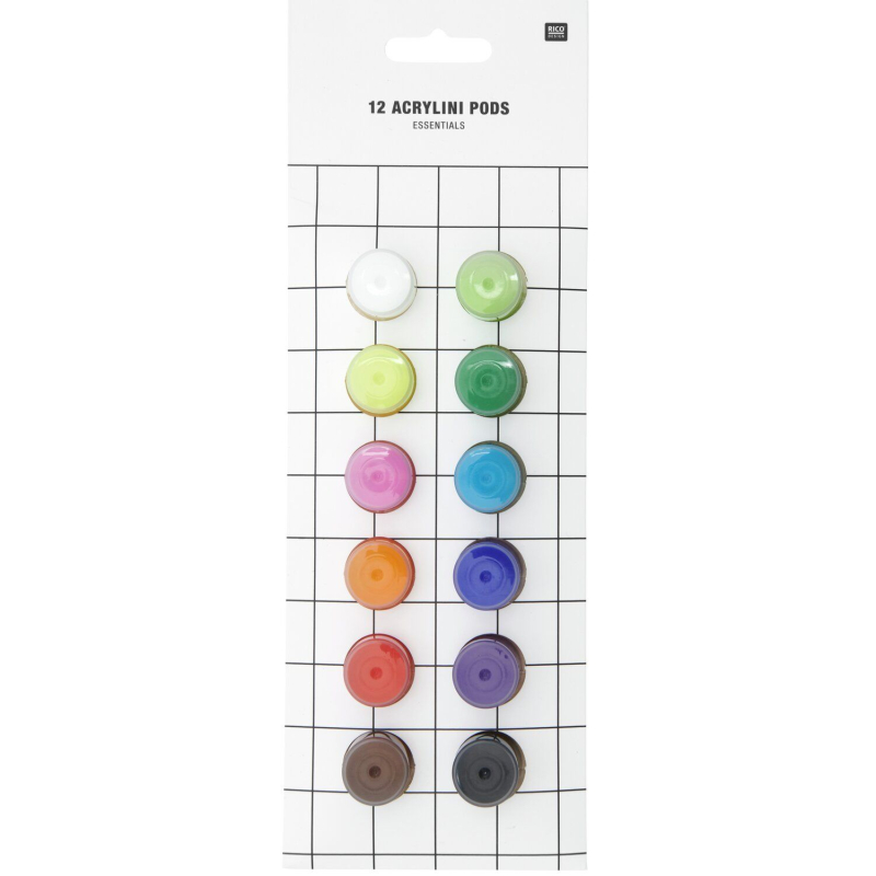 Rico Design Acrylini Pods set - 12 kleuren – Basis (501316)