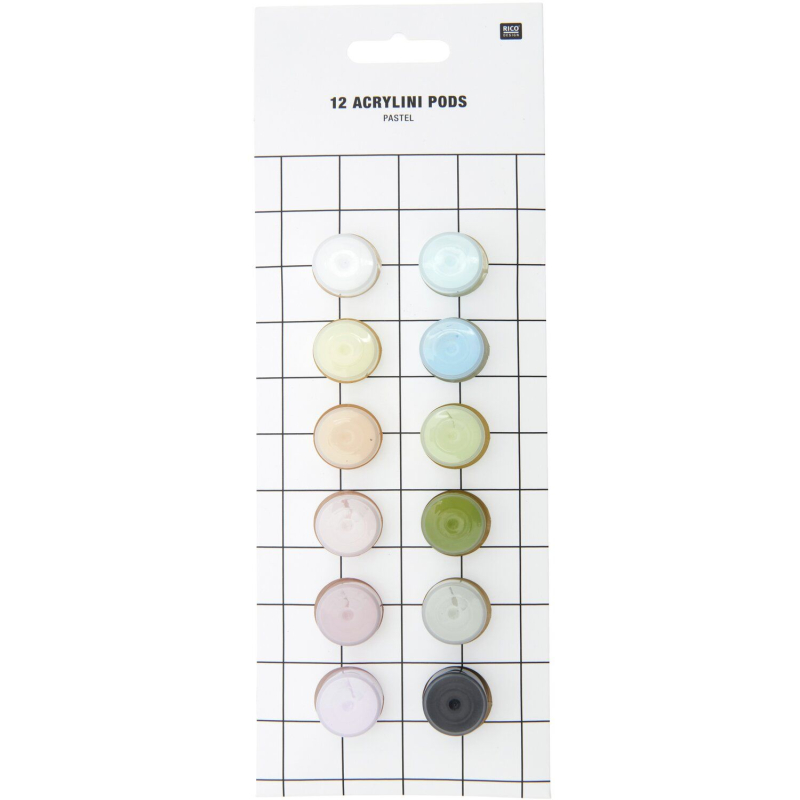 Rico Design Acrylini Pods set - 12 kleuren – Pastel (501319)