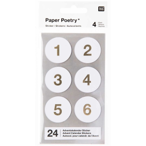 Rico-Design Paper Poetry adventskalender stickers nummers 1-24 - Wit (99001.80.51)