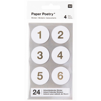 Rico-Design Paper Poetry adventskalender stickers nummers 1-24 - Wit (99001.80.51)