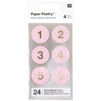 Rico-Design Paper Poetry adventskalender stickers nummers 1-24 - Roze (99001.80.54)