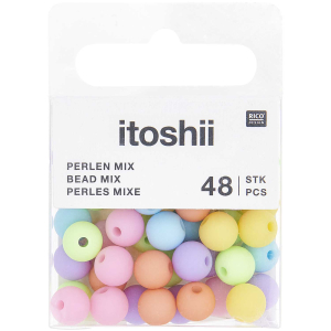 Rico-Design itoshii - Plastic Beads Matt, Rainbow Pastel Mix, Ø 8 mm (600364)