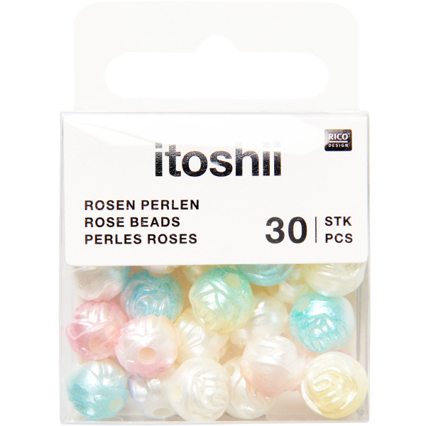 Rico-Design itoshii - rose beads round Rainbow Pearl, 9x8mm 30 pieces (600501)