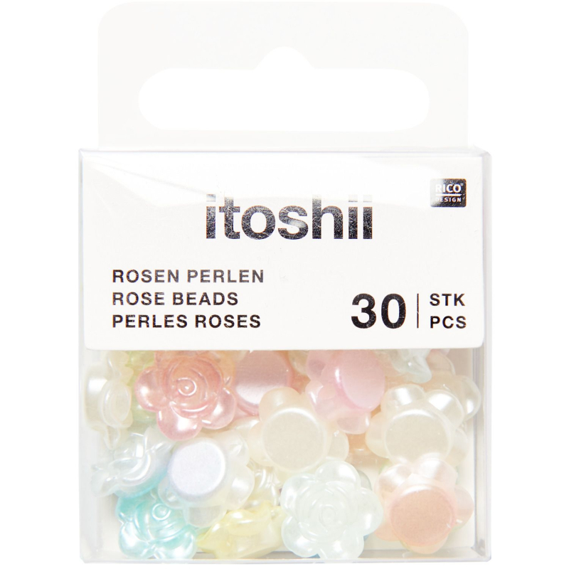 Rico-Design itoshii - rose beads round Rainbow Pearl, 12x7mm 30 pieces (600505)