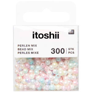 Rico-Design itoshii - Plastic Beads, Rainbow Pearl Mix, Ø 4 mm (600509)