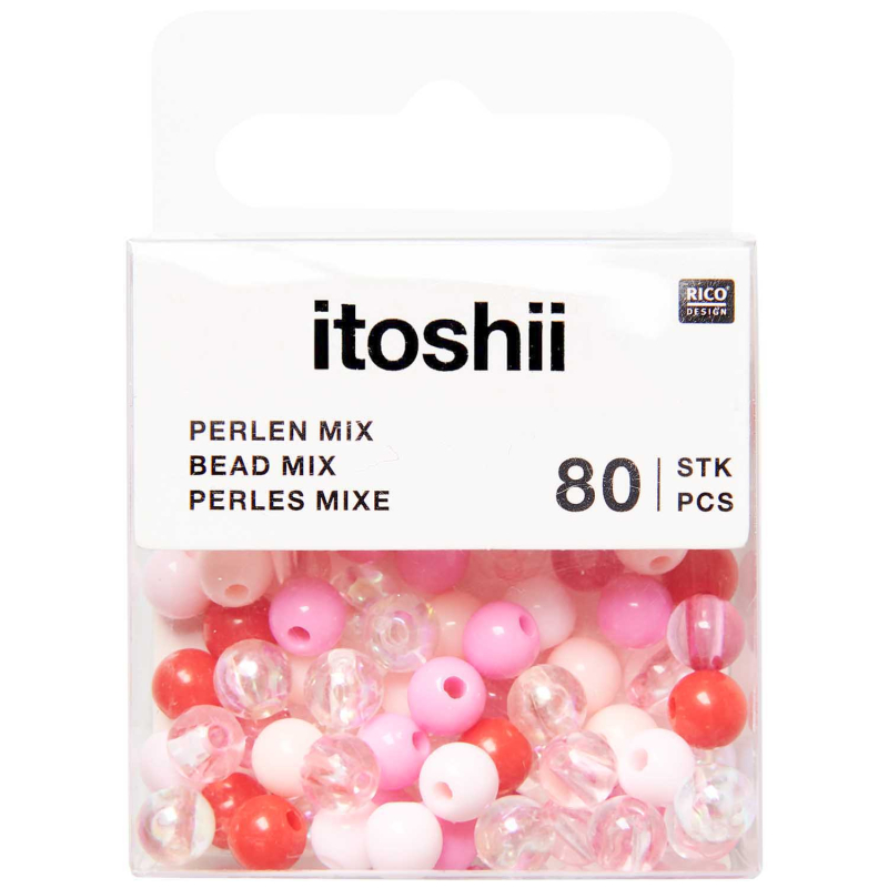 Rico-Design itoshii - Plastic Beads, Rose/Iri Mix, Ø 6 mm (600510)