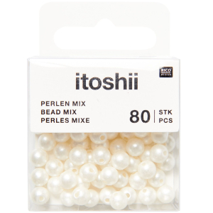 Rico-Design itoshii - Plastic Beads, Pearl White, Ø6mm 80 pieces (600511)