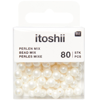Rico-Design itoshii - Plastic Beads, Pearl White, Ø6mm 80 pieces (600511)