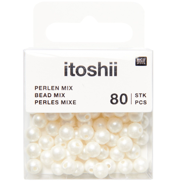 Rico-Design itoshii - Plastic Beads, Pearl White, Ø6mm 80 pieces (600511)