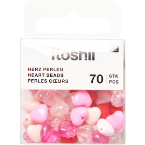 Rico-Design itoshii - Heart Beads Pink/ Iridescent Mix, 8x9x5 mm 70 pieces (600513)