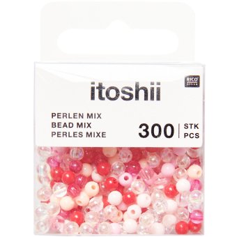 Rico-Design itoshii - Plastic Beads, pink/ iridescent mix, Ø4 mm 300 pieces (600507)