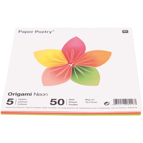 Rico-Design ORIGAMI NEON, 15X15CM FSC MIX (99000.60.08)
