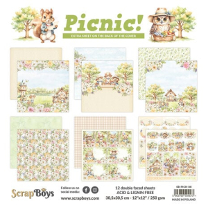 ScrapBoys Picnic! 12x12 Inch Paper Pad (SB-PICN-08)