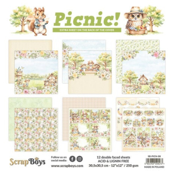 ScrapBoys Picnic! 12x12 Inch Paper Pad (SB-PICN-08)